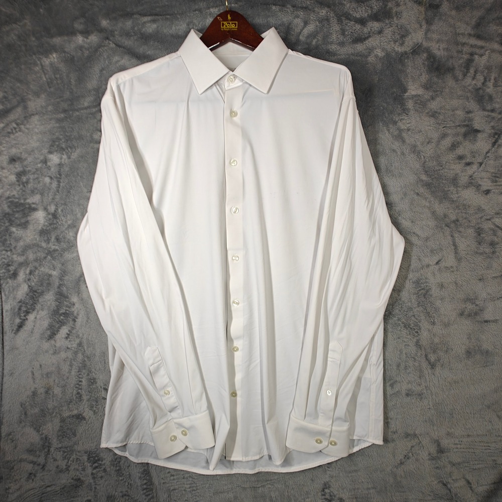 Collars & Co Button Down Shirt Mens XL White Long Sleeve Stretch Performance